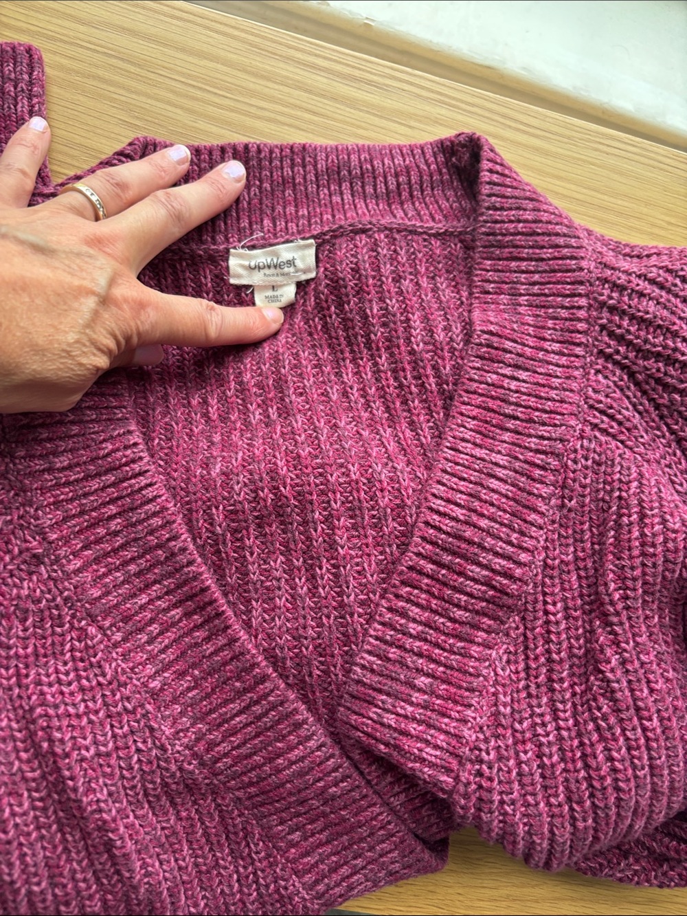 UpWest Women's V-Neck Sweater - Raspberry Heather